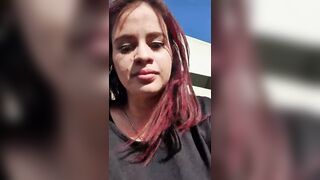 Blow Job , suck melons and footjob in public avenue of colombian park