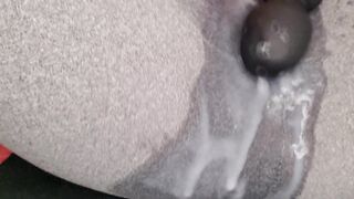 Sex Toy climax in leggings after BIGGEST creampie