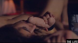 See her sucking her large sextoy in advance of plunging it in her twat