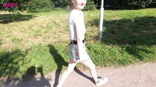 Glamorous cutie in the outdoors shows her nude Bazookas and Snatch PUBLIC