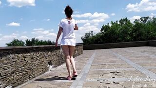 Walking in the town out of a petticoat