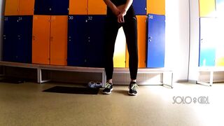 School locker room, virginal public masturbation