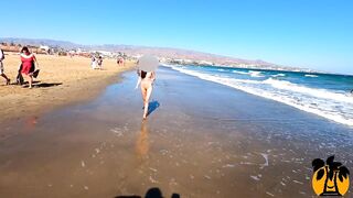 Public nudity walking in nature's garb on the beach Amateur MiaAmahl
