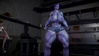 Widowmaker Works Out (Muscle Growth Animation)