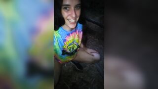 Public Outside Outdoors Nature Pee @ Dusk! Hirsute Hippie Whore Has NO THRONE ROOM PAPER! This Babe Pees In Any Case!