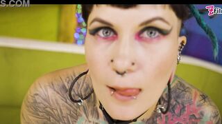 Goth woman gets POV drilled - coarse bang deepthroat sloppy BJ ardent pair sex (alt, goth, punk porn) ZF050