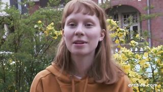 Pretty Norwegian redhead is toying her soaking moist snatch with a sex toy and groaning whilst cumming