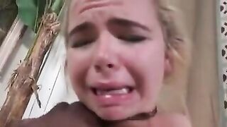 Delightful blond cheerleader is sucking a large, ebony jock and getting it up her butt