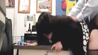 Wench banged on the principal's desk