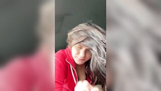 Cute little streetwalker in Recent Orleans sucks rod & takes cum in her throat