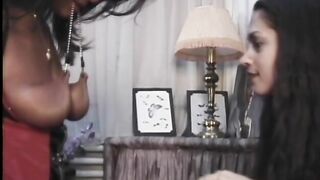 2 lusty black whores have some nasty lesbo bedroom enjoyment