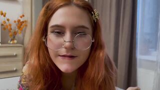 A vocal teacher and a ginger gal in rainbow socks with glasses - POV