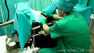 Gynecologist having pleasure with the patient