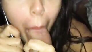 Marvelous girlfriend talks to the cuckold whilst sucking his brother