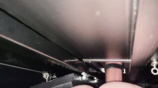 Wife sucking and screwing bareback at the gloryhole with hubby and strangers