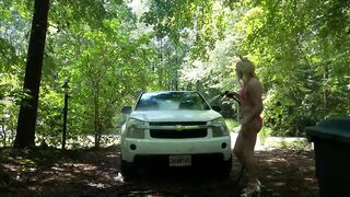Sissy Denver washes her car in a bikini!