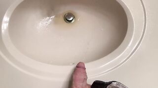 Youthful Thick Penis Pissing In The Sink