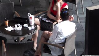 Oriental voyeur clip with a hawt wench in restaurant