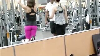 Powerful woman voyeured in the gym