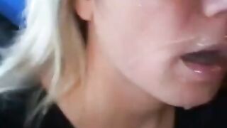 amateur hawt blonde received large facial in parking lot