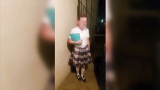 Glamorous Mexican student screws with her neighbour for a gift, screwing with a youthful Mexican student from Sinaloa, real homemade