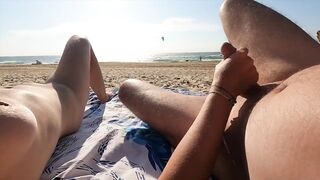 2 Angels Watch Me Jerk Off Boyfriend At Public Beach Stud Caught Previous To Spunk Flow