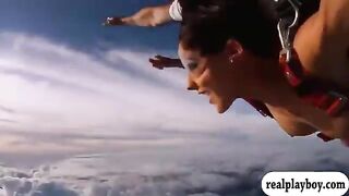 Badass honeys enjoyed trying out sky diving whilst all bare (Hawt Large)