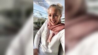 In Mallorca fingered to climax public on the hotel balcony