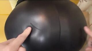 Oriental playgirl positions in leather leggings (nosex)