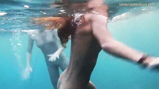 two Hawt Cuties stripped in the sea swimming