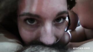 Ersties - Licking, fingering, groaning in an private three-some