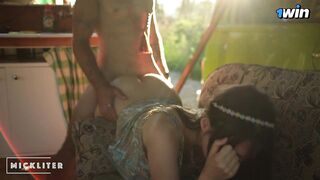 Unrelenting hippie had sex with me at the Woodstock festival. Drilled for 3 days