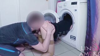 Stepmom screwed and get cum in throat by stepson during the time that that babe's stuck