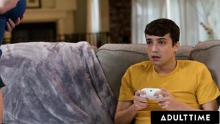 ADULT TIME - Giant Naturals mother I'd like to fuck Dee Williams Bangs Stepson's Vibrating Controller Whilst That guy Plays!