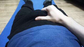 The man jerks off his wang