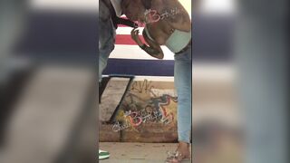 charliebhustle gets pounded on a night stroll , in Atlanta on bike Trail