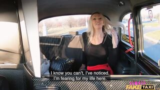 Female Fake Taxi - two British honeys snatch licking in a cab