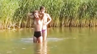 Merry bushy cutie screwed in the wood