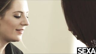 Breasty Oriental cutie has wild lesbo sex with her lewd therapist