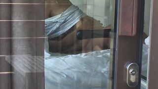 Caught neighbors having sex throughout open window, oral pleasure, cowgirl, doggy style with jizz flow on the booty