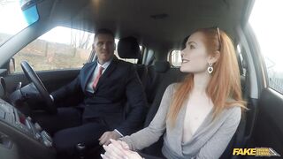 Cute Redhead ELLA HUGHES is CREAMPIED by Examiner - Fake Driving School