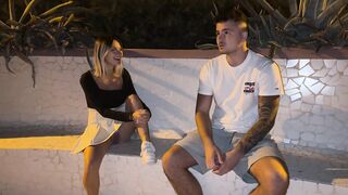 Outdoor bang with a stranger who is not wearing underclothes, passers-by interrupt us