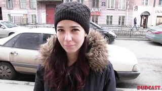 Excited beauty forgets about shyness during a hardcore casting