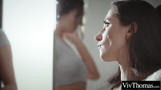 Lesbo brunettes explore every others hairless vaginas