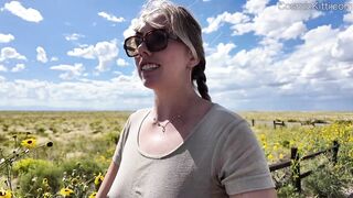 Boobs out in Desert… Undressed Trip Vlog!! w Masturbating