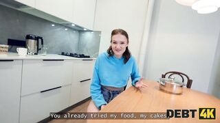 DEBT4k. Horny college cutie from Russian Federation is showing her natural body and gives 1st ANAL