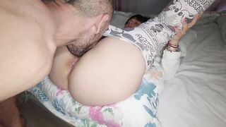 My Lewd Stepmom Craves Me to Cum Inside Her Large Bushy Vagina. Unshaved Vagina Close up
