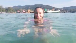 Monika Fox In Pink Bikini Swims, Masturbates And Squirts In Sea In Public (Free)