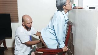 banging my stepson's thick dong alone at home during the time that my spouse works - porn in Spanish.