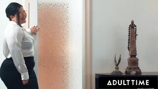 ADULT TIME - Curvy Angel Karla Lane CAUGHT Screwing Cheating Boss By Large Naturals Wife Sarah Arabic!